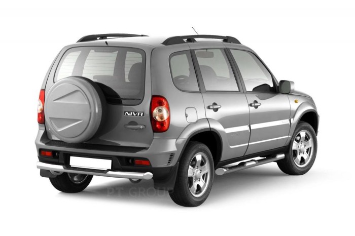 Защита заднего бампера с накладкой 63мм (НПС) CHEVROLET Niva 2009-2020/ LADA Niva 2020-