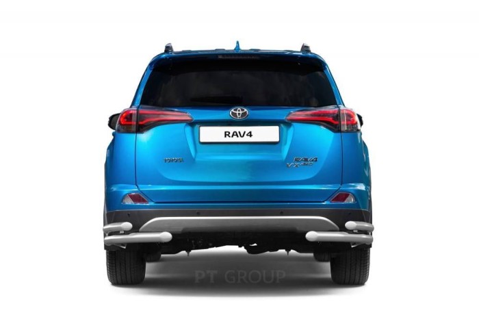 Защита заднего бампера двойная угловая 63/51мм (НПС) TOYOTA RAV4 2016-2018