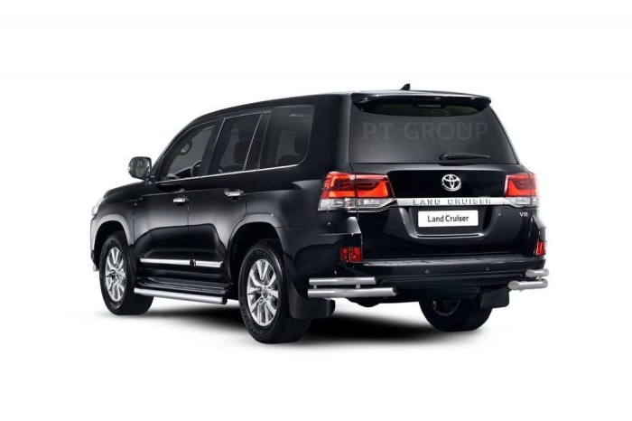 Защита заднего бампера двойная угловая 63/51мм (НПС) TOYOTA LAND CRUISER 200 2016-