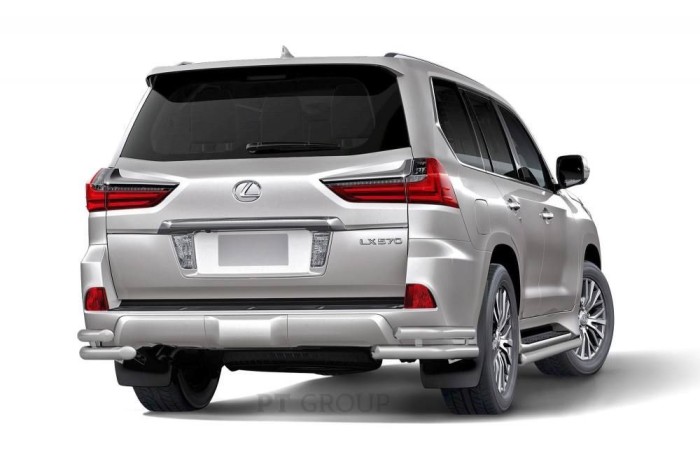 Защита заднего бампера двойная угловая 63/51мм (НПС) LEXUS LX 450D 2015-