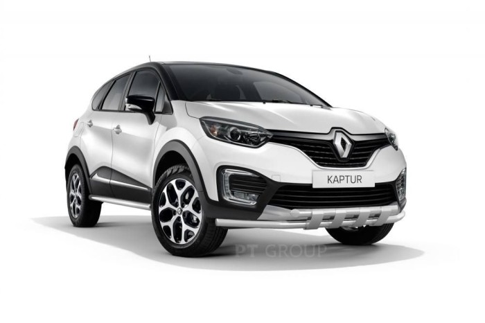 Защита переднего бампера двойная с пластинами 63/63мм (НПС) RENAULT Kaptur 2016-