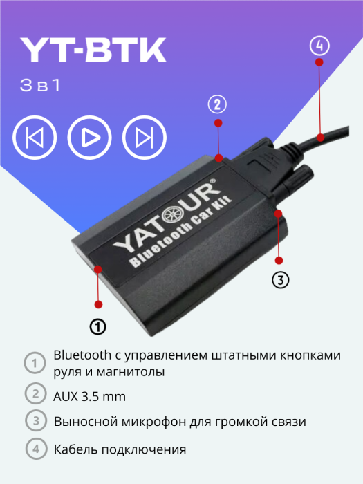 Адаптер Yatour YT-BTK TOY2 6+6 для магнитол Toyota / Lexus
