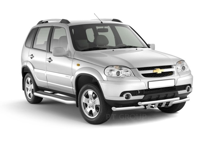 Защита переднего бампера двойная с зубьями 63/63мм (НПС) CHEVROLET Niva 2009-2020/ LADA Niva 2020-