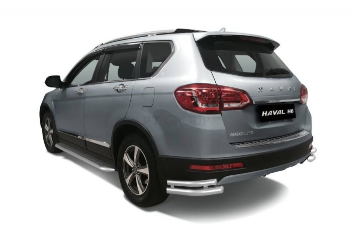 Защита заднего бампера двойная угловая 63/51мм (НПС) HAVAL H6 2014-