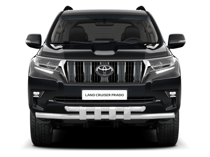Защита переднего бампера двойная с пластинами 63/63мм (НПС) TOYOTA LAND CRUISER PRADO 150 2017-