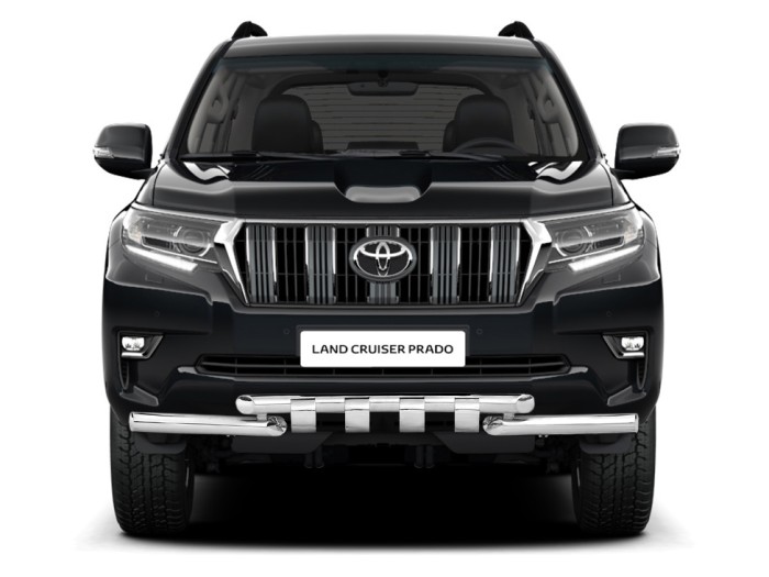Защита переднего бампера двойная с зубьями 63/63мм (НПС) TOYOTA LAND CRUISER PRADO 150 2017-