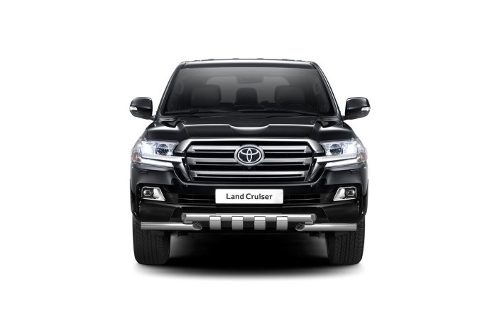 Защита переднего бампера двойная с зубьями 63/63мм (НПС) TOYOTA LAND CRUISER 200 2014-