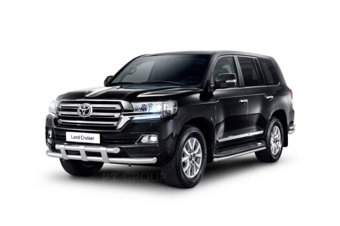 Защита переднего бампера двойная с пластинами 63/63мм (НПС) TOYOTA LAND CRUISER 200 2014-