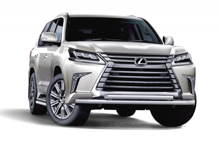 Защита переднего бампера двойная 63/63мм (НПС) LEXUS LX 450D 2015-