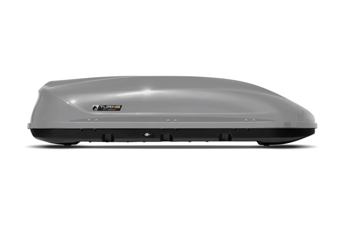 Бокс-багажник на крышу Аэродинамический "Turino Medium Luxe" ДВУСТОРОННЕЕ открывание на крышу автомобиля