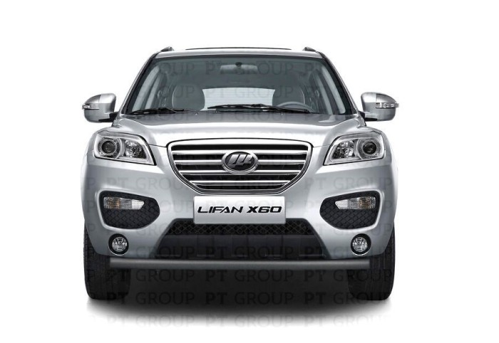 Защита переднего бампера одинарная 63мм ШАГРЕНЬ (ППК) LIFAN X60 2012-2016