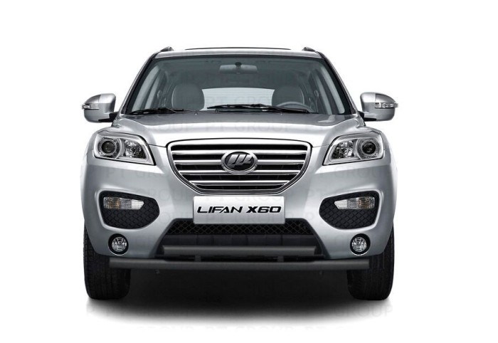 Защита переднего бампера двойная 63/51мм ШАГРЕНЬ (ППК) LIFAN X60 2012-2016