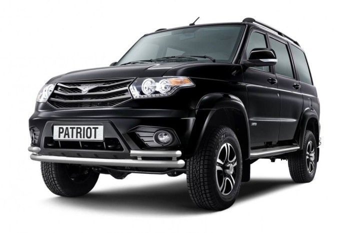 Защита переднего бампера двойная с углами 63/51мм (НПС) UAZ Patriot 2014-