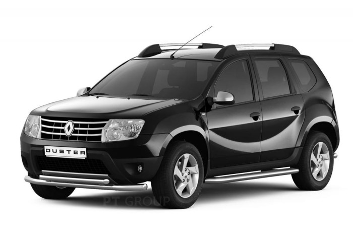 Защита порогов с алюм. площадкой 51мм (НПС) RENAULT Duster 2012-20/ NISSAN Terrano 2014-
