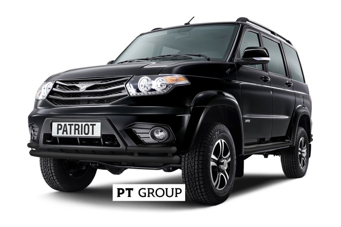 Защита переднего бампера двойная с углами 63/51мм ШАГРЕНЬ (ППК) UAZ Patriot 2014-