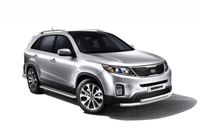 Защита переднего бампера двойная 63/51мм (НПС) KIA Sorento 2014-2020