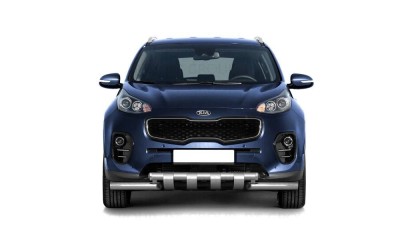 Защита переднего бампера двойная с зубьями 63/63мм (НПС) KIA Sportage 2016-