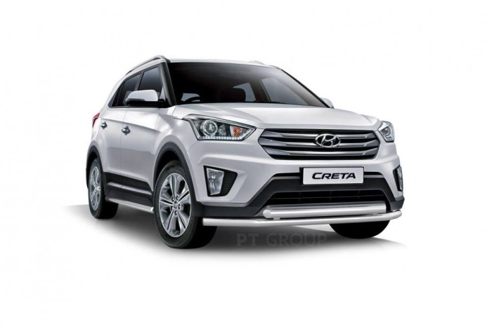 Защита переднего бампера двойная 63/63мм (НПС) HYUNDAI Creta 2016-2020