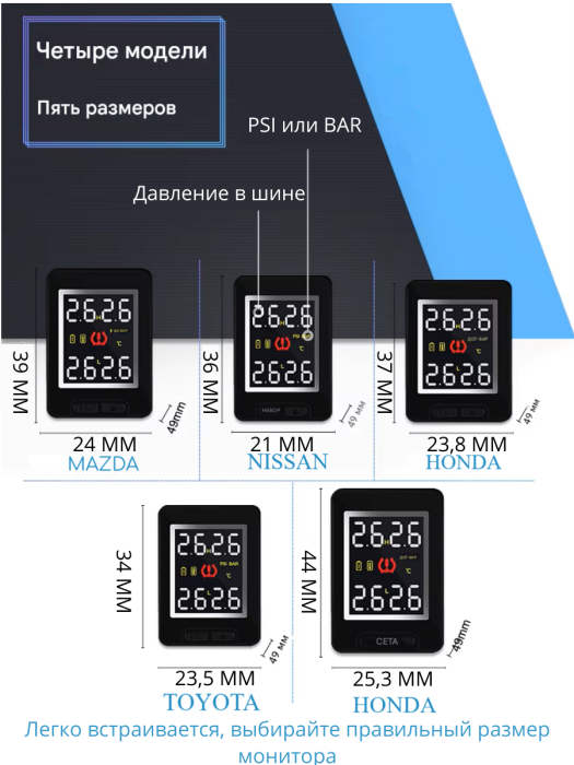 Cистема контроля давления в шинах Careud U912 для Toyota