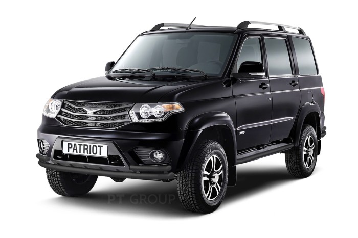 Защита порогов с алюм. площадкой 51мм ШАГРЕНЬ (ППК) UAZ Patriot 2014-