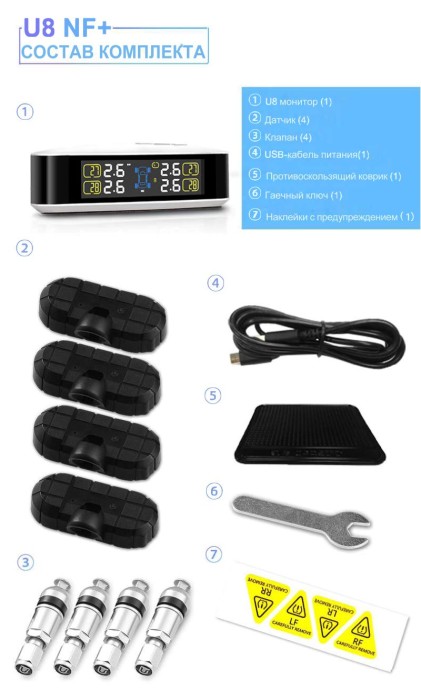 Careud U8 система контроля давления в шинах