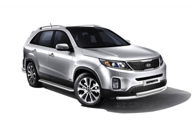 Защита порогов с алюм. площадкой 51мм (НПС) KIA Sorento 2014-2020