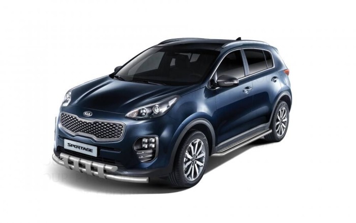 Защита порогов с алюм. площадкой 51мм (НПС) KIA Sportage 2016-