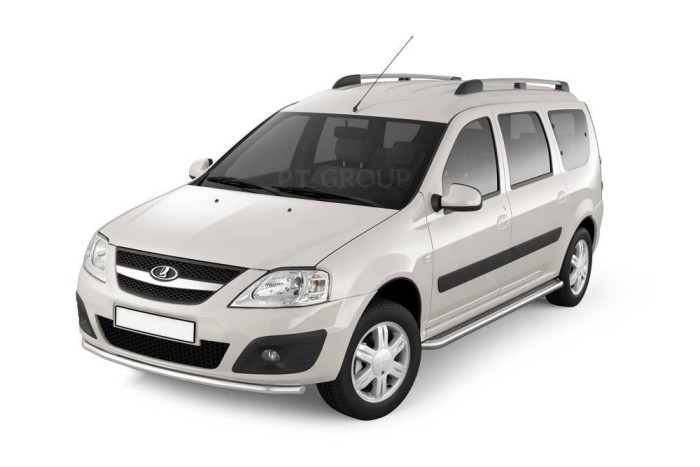 Защита порогов с алюм. площадкой 51мм (НПС) LADA Largus 2012-