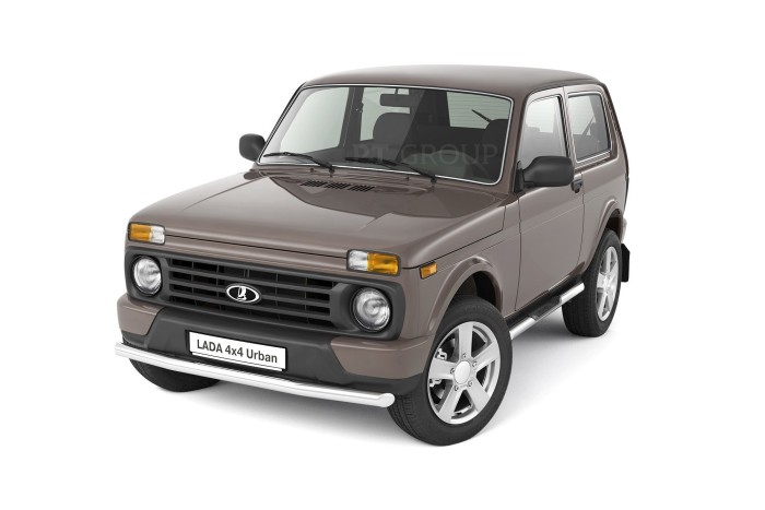 Защита порогов с накладками 63мм (НПС) LADA "4х4 2121" 1995-/ "4x4 URBAN" 2015-