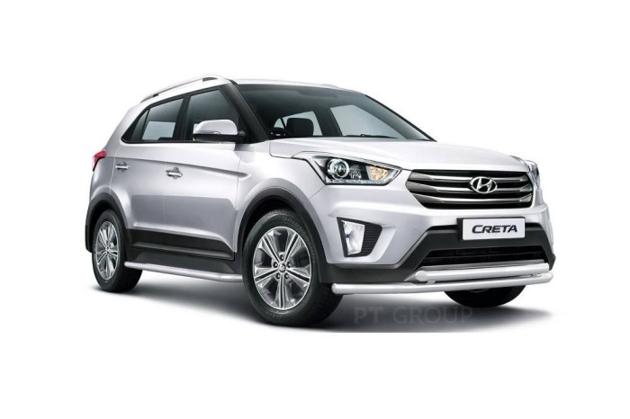 Защита порогов с алюм. площадкой 51мм (НПС) HYUNDAI Creta 2016-2020